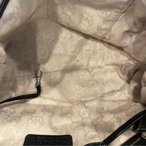 Michael Kors Hamilton Leather Satchel Black With Silver Lock & Chain Large - Picture 12 of 16